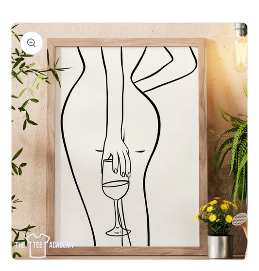 Silhouette Wine Sketch Art