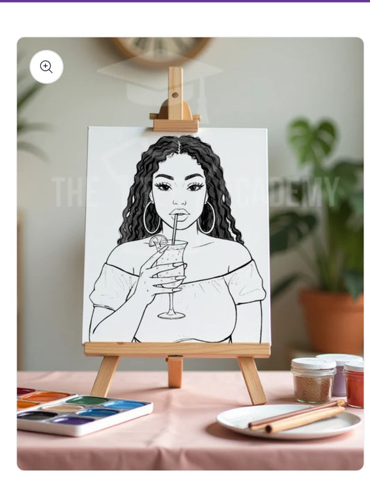 Beauty Sipping Margarita Sketch Art